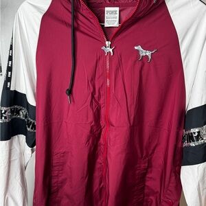 PINK Victoria's Secret Red and White Utility Jacket